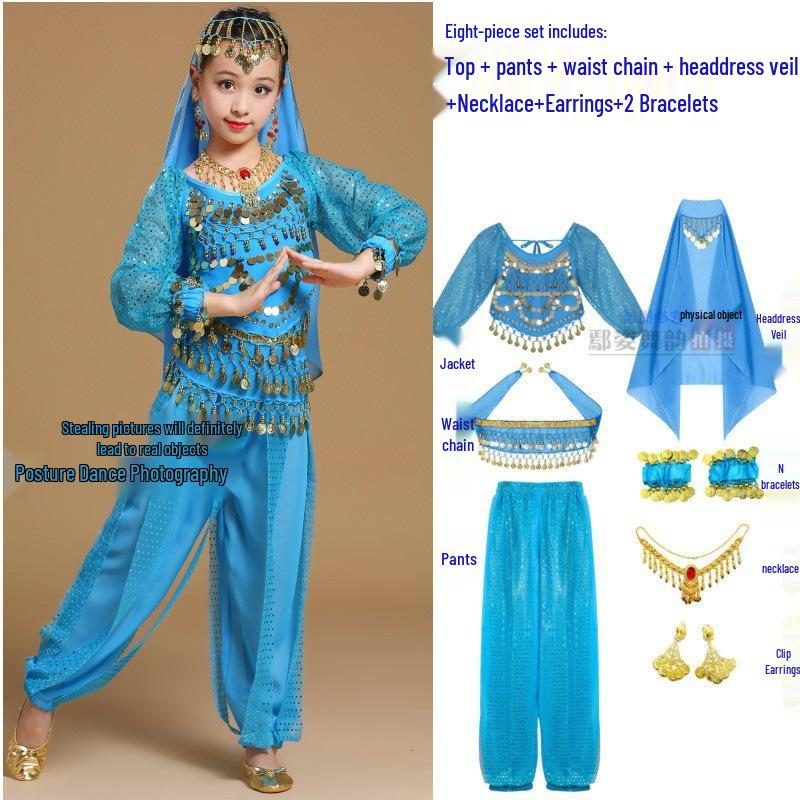 Children's Xinjiang Ethnic Dance Costume for Girls - Toddler Belly Dance Performance Outfit