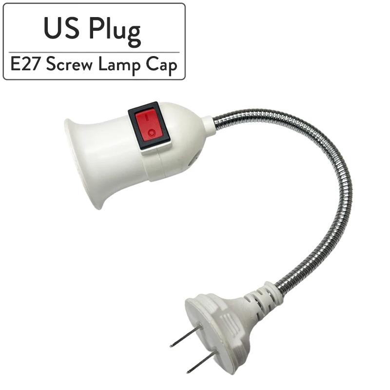 EU US UK Plug E27 Lamp Base Flexible Bend Mobile Test Light Socket Light Adapter Plug Switch  Lamp Holder For LED Table Lamp