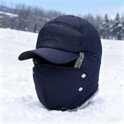 Winter Fleecegefütterte Warme Ohrenbedeckende Radmütze für Männer mittleren Alters und ältere Männer Papas und Opas Kälteschutz Lei Feng Mütze