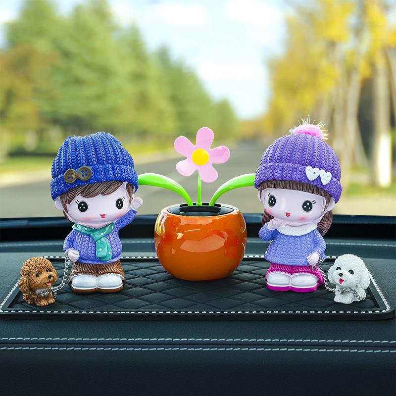 Shaking Head Sunflower Car Air Freshener and Interior Decoration Happy Couple + Orange Flower