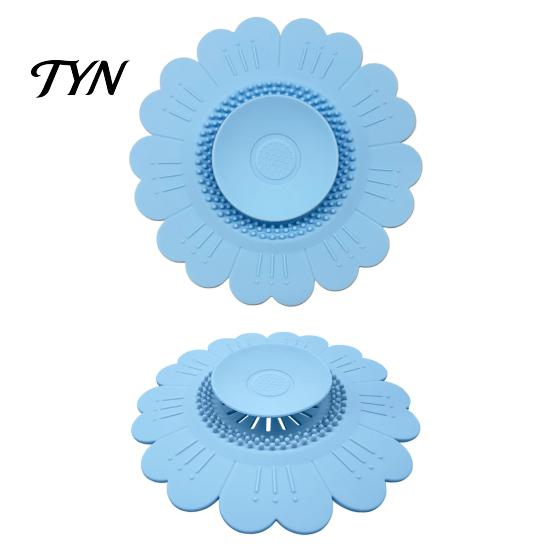 Insect Proof Drain Guard Sunflower Silicone Floor Mat, Bionic Petal Design Anti-Clog Sink Bathroom Strainer Hair Filter, Odor-Proof Drainage Protector