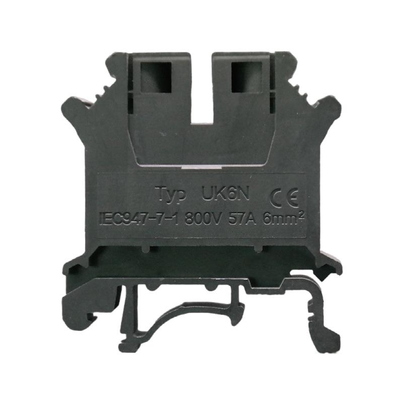 UK6N Gray Flame Retardant DIN Rail Terminal Block with Terminal Post