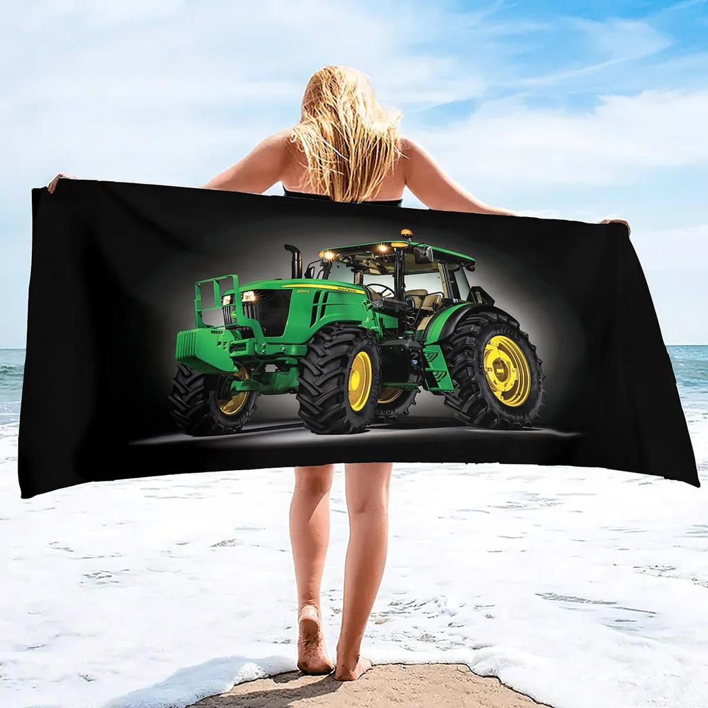 Microfiber Tractor Beach Towel, Sand Free Agricultural Vehicle Beach Towels Oversized, Quick Dry Soft Bath Towels for Sports