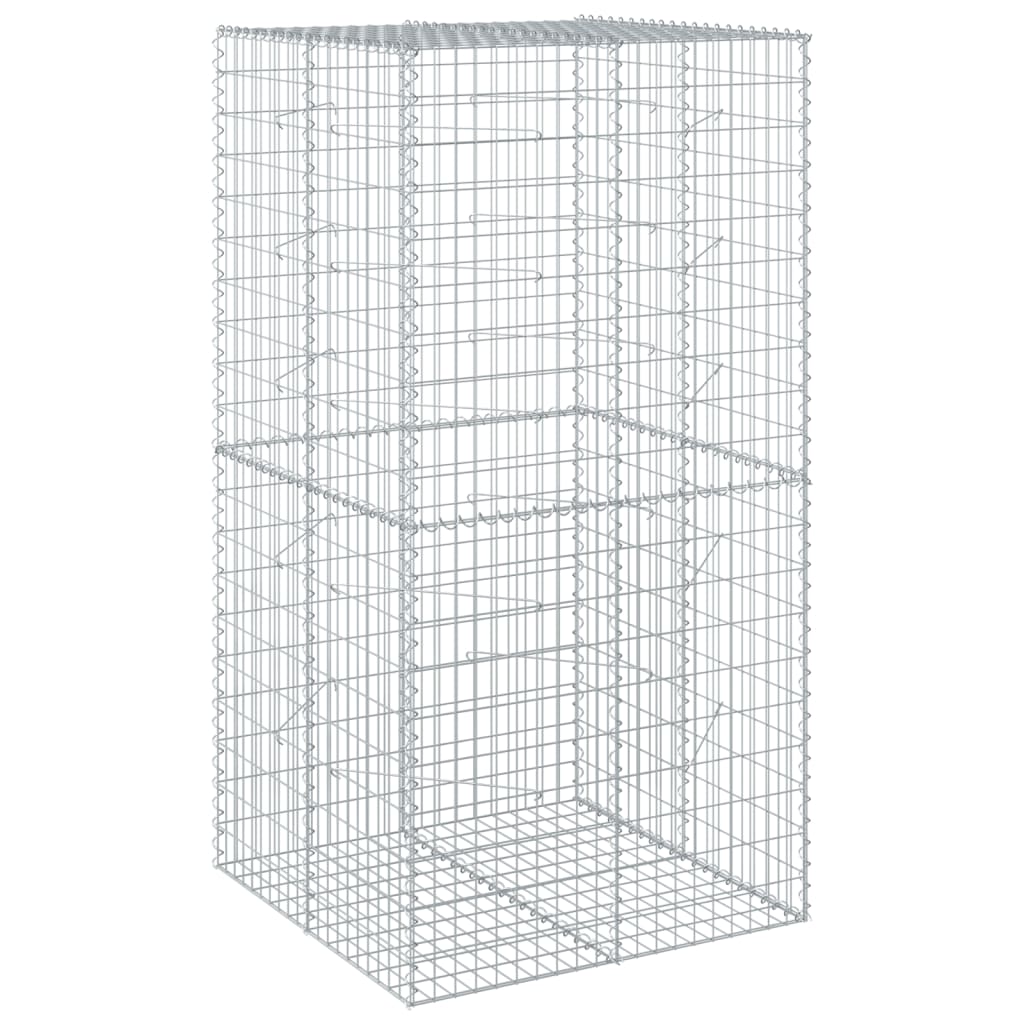 Gabion with Lid 100x100x200 Cm Galvanized Iron