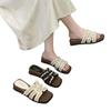 Thick-soled cool slippers for women's summer wear 2025 new beautiful pearl one-word drag with skirt vacation style beach sandals