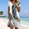 Moda Donna Grazioso Retro Stampa Estate Primavera Manica Corta Girocollo Abiti Casual