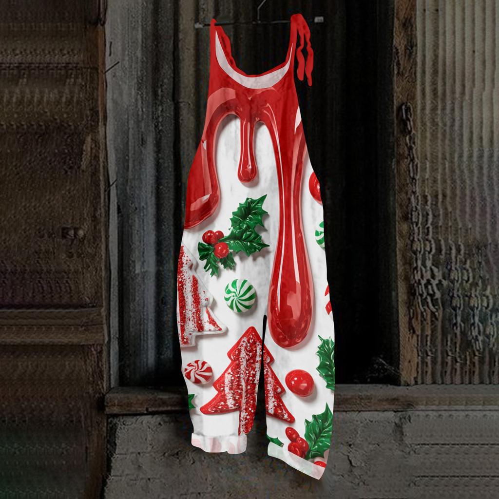 Women's Independence Day Print Jumpsuit, Casual Loose Fit Vintage Cotton Linen Overalls for 4th of
