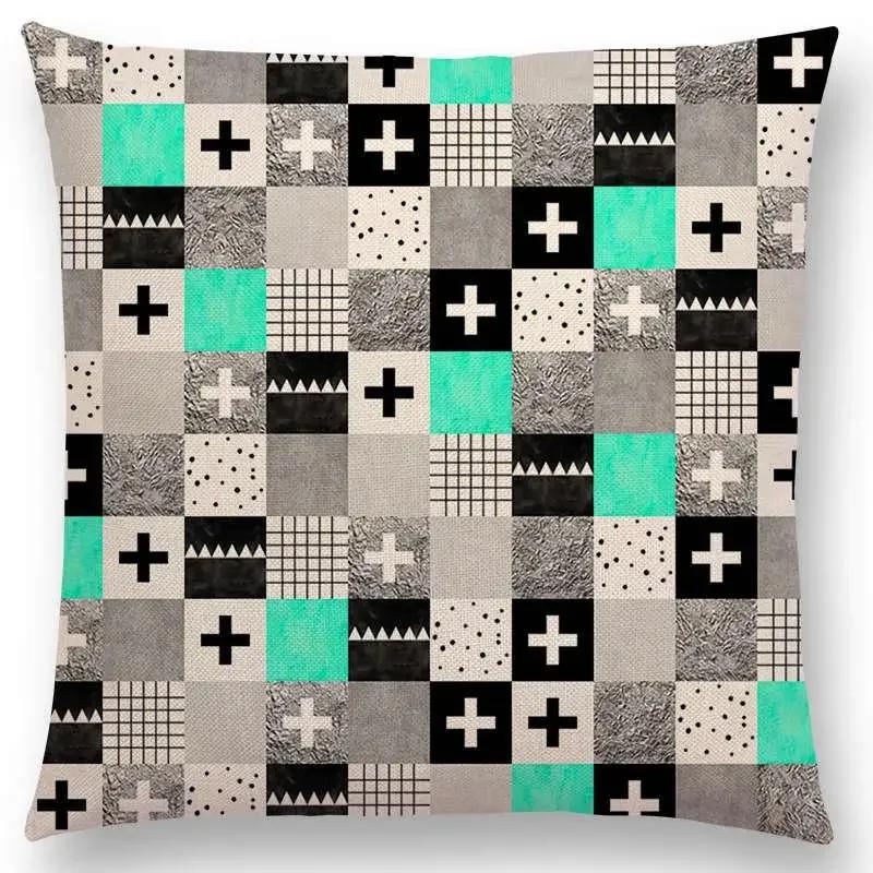 New Abstract Colourful Geometric Pattern Sweet Watercolor Dream Square Round Triangles Gorgeous Cushion Cover Throw Pillow Case