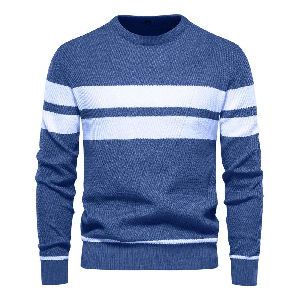 Spring Autumn Casual Sweater Men's Pullover Sweater Slim Men's Sweater Fashion Trend Simple Men's Sweater Long Sleeve Warm