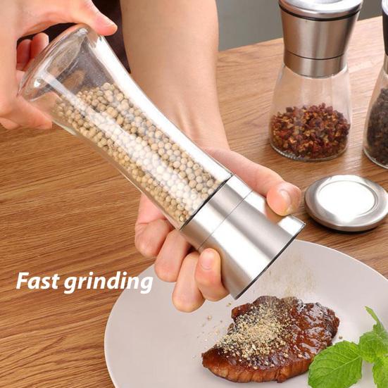 1/2Pcs Pepper Grinder Visible Transparent Glass Ceramic Core Manual Grinder Sea Salt Powder Grinder Seasoning Bottle Jar