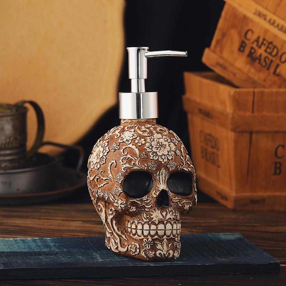 Skull Bottle Soap Dispenser Resin Pump Bottles Lotion Holder Halloween Decor