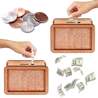 Rm Money Box Piggy Bank Wood Money Bank, Reusable Money Box With Saving Goal