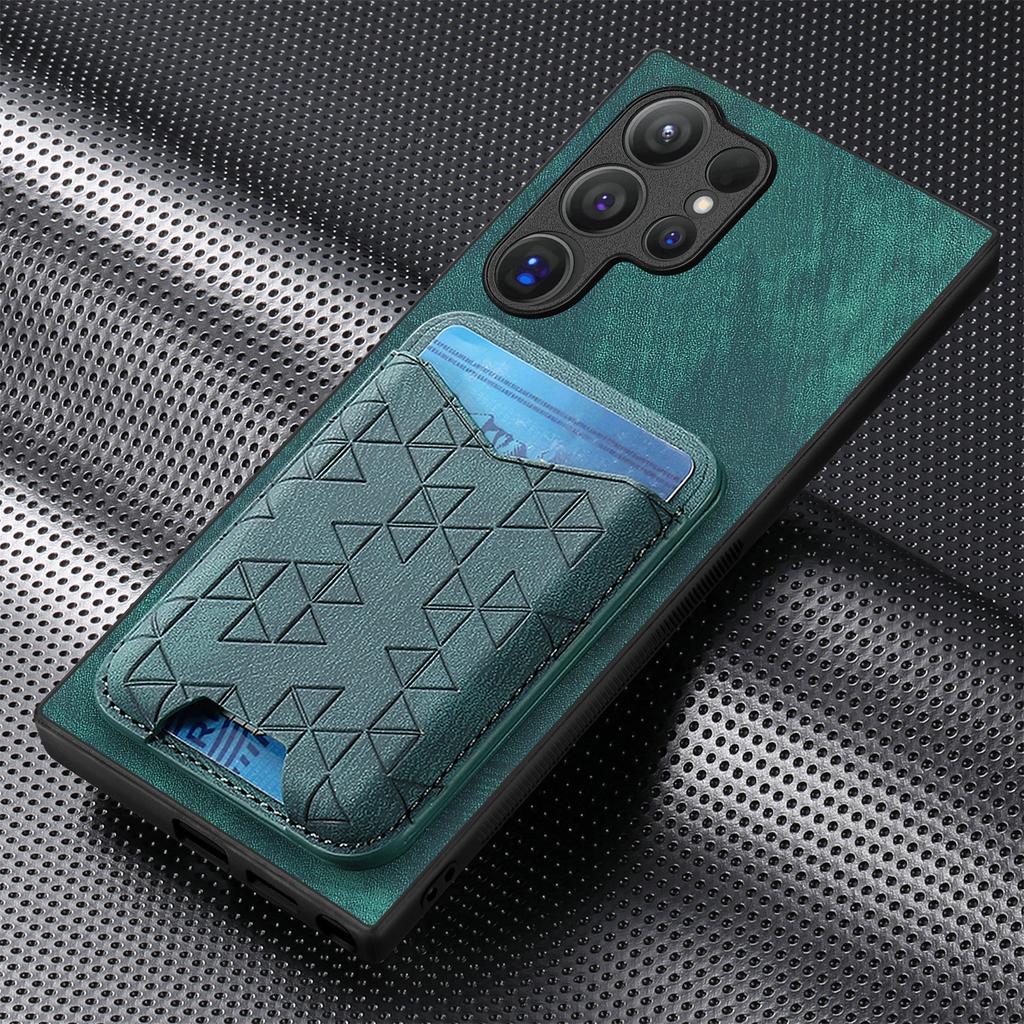 For Samsung Galaxy S24 Ultra Case Imprinted Pattern Card Holder Kickstand Leather Back Cover