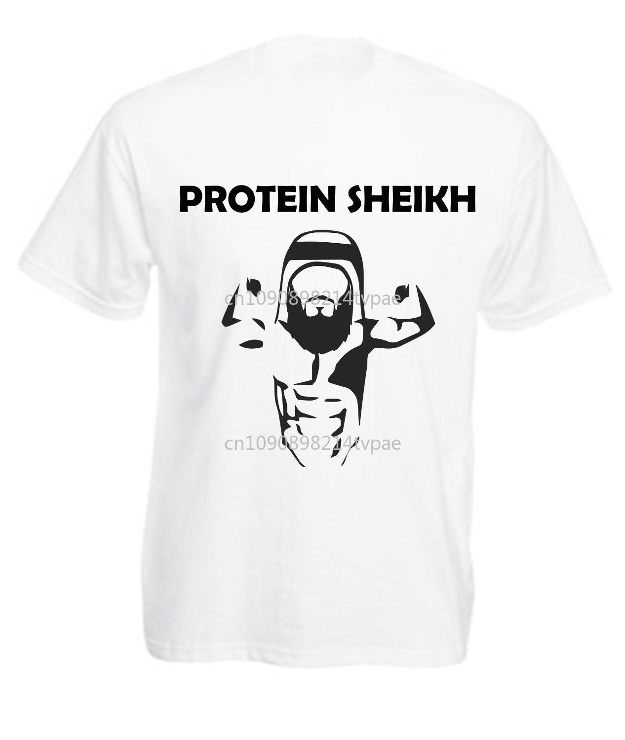 

Protein Sheikh Shake Funny Comedy Gym Bodybuilding T Shirt Arab Beard Ripped Cotton Short Sleeve Classic Goth Clothing 5XL різнокольоровий