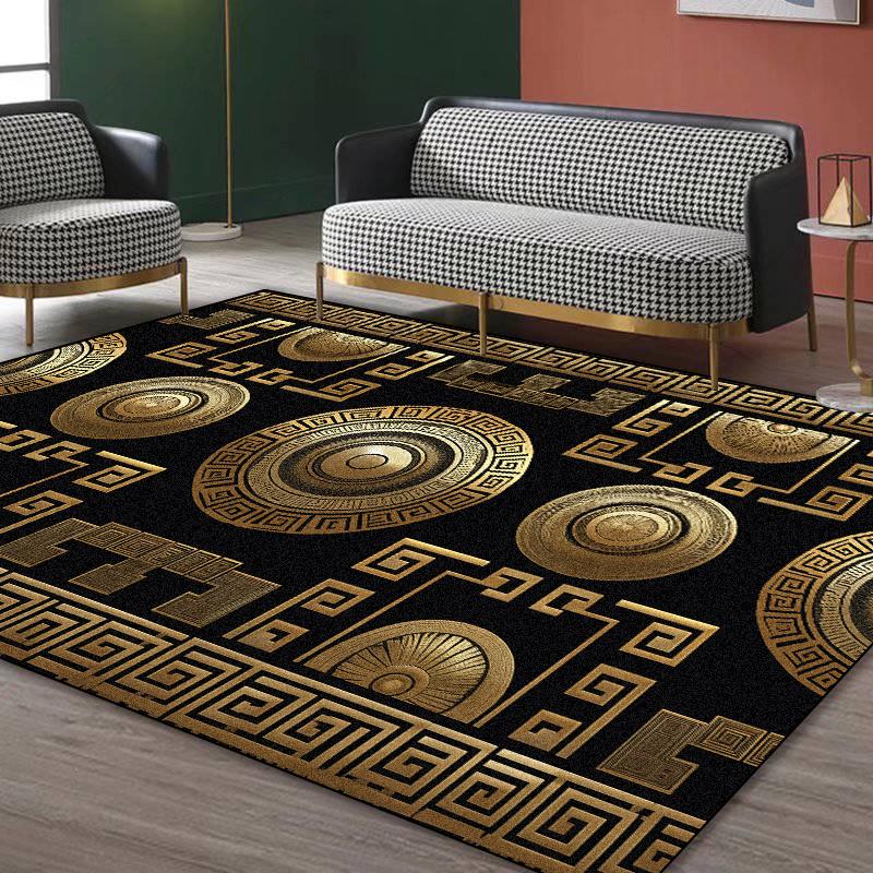Nordic Style Large Rugs for Living Room Luxurious Black Gold Decoration Non-slip Fioor Mats Bedroom Cloakroom Soft Fluffy Carpet