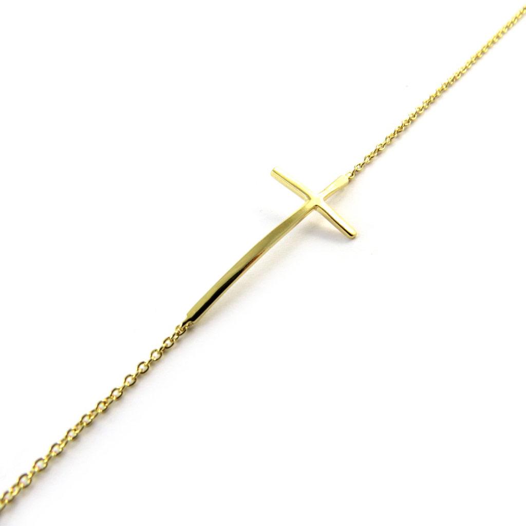 Les Trésors De Lily [N5370] - Gold Plated 'Cross' Bracelet