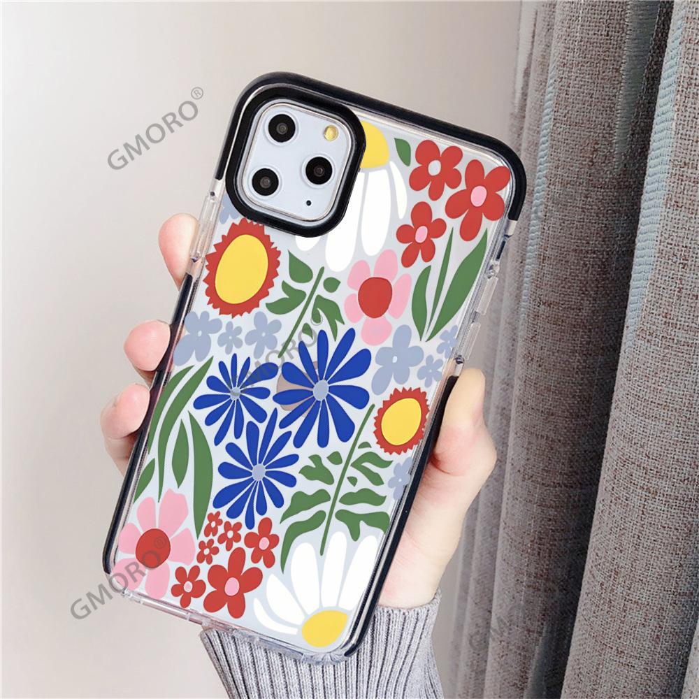 Chunri Mobile Phone Case Colored Flower Suitable for iPhone16 Transparent Tpu Soft Case Apple 17Pro Anti-drop Protective Case