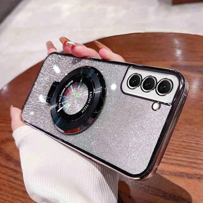 

Glitter Plating Holder Silicone Case For Samsung Galaxy A17 A07 A56 A36 A26 A25 A55 A35 A52 A53 A15 A06 A33 A16 Stand Cover A56