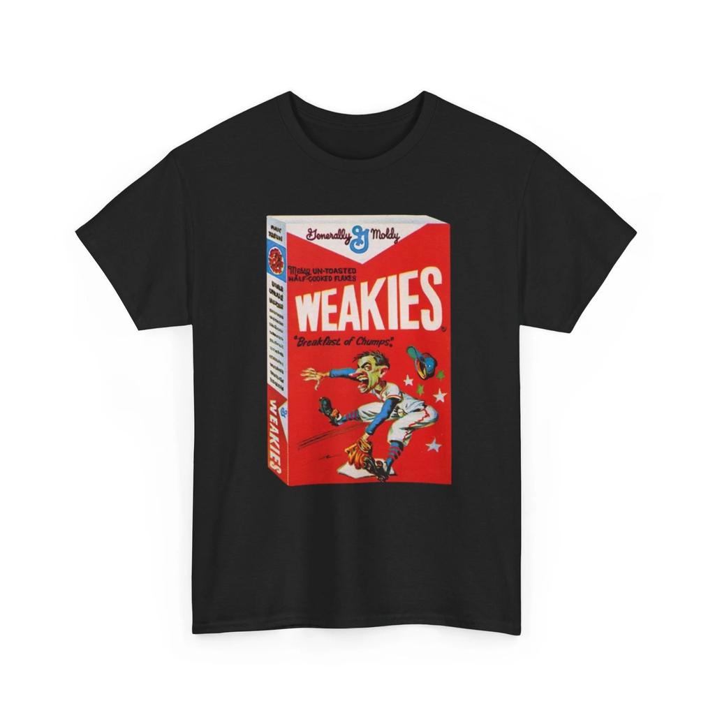 Wacky Packages Weakies Cereal Box Printed T shirt Funny Wheaties Parody