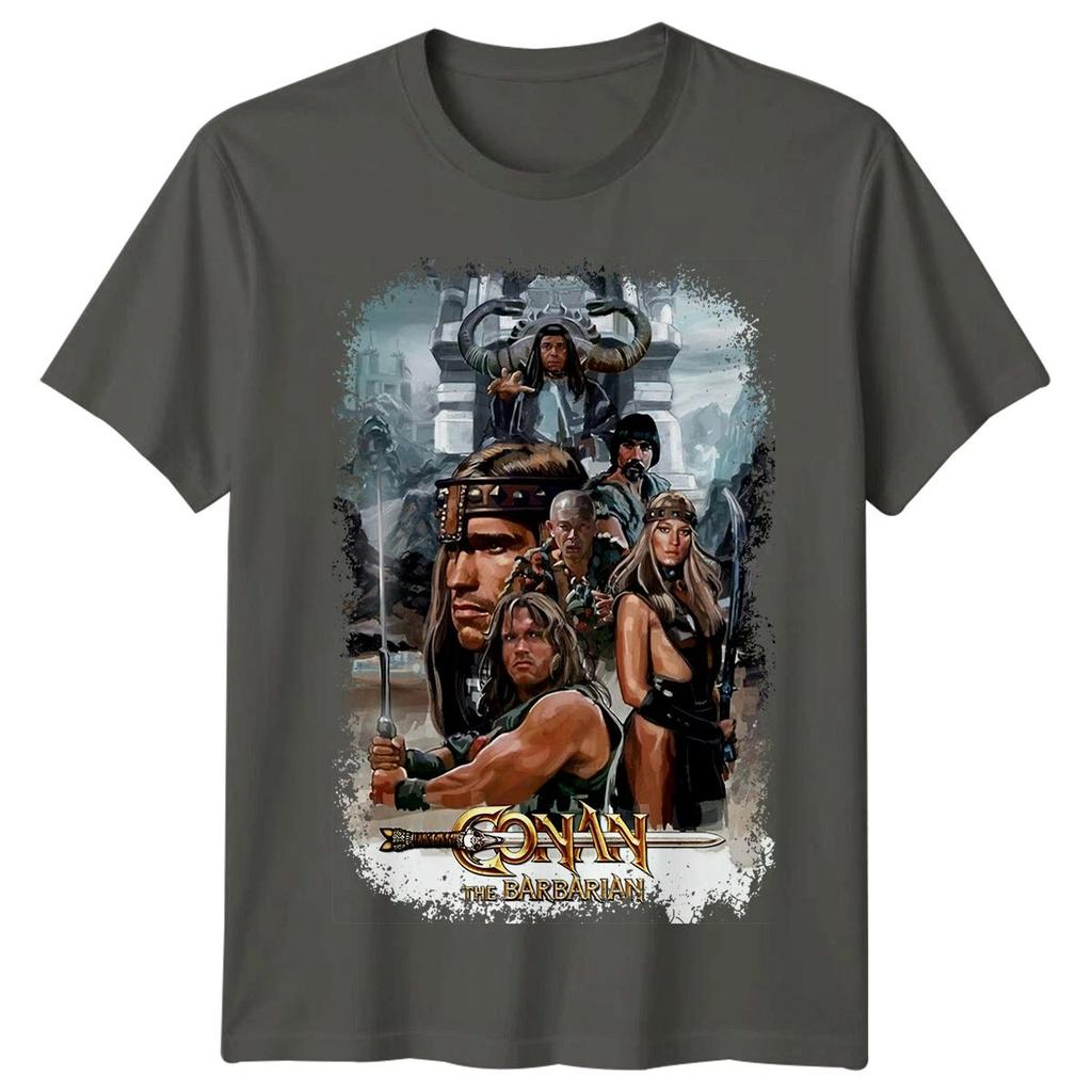 Conan The Barbarian Tshirt Unisexs Retro Fantasy Movie Poster Pattern Short Sleeve Retro Street Style Fashion Trend Tshirt