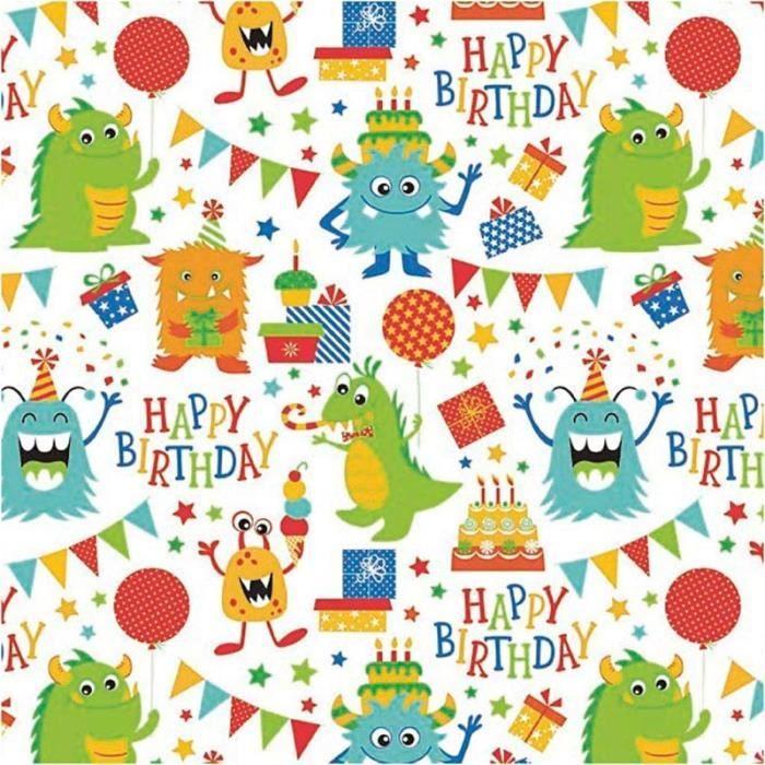 Papier cadeau - Anniversaire - Couleurs gaies - 50 cm - 100 m