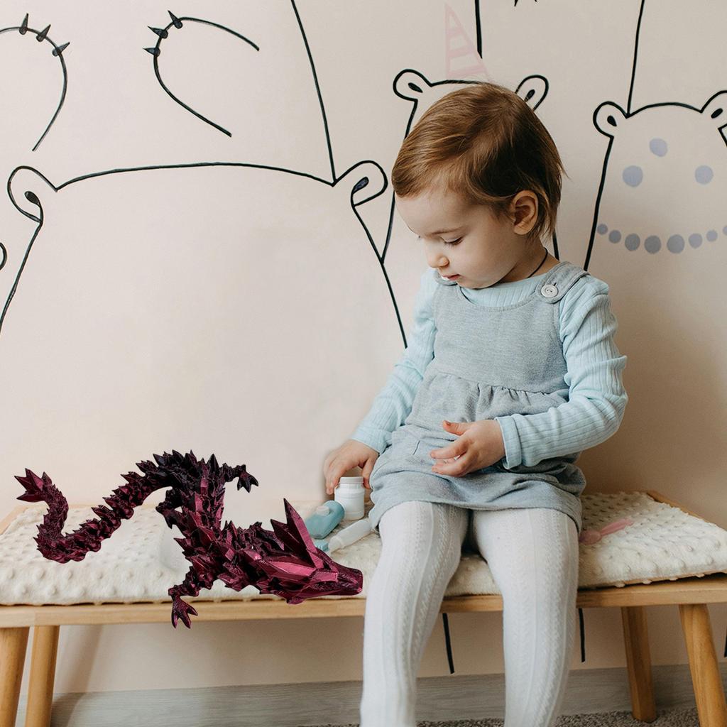 23.6 Inch Flexible 3D Printed Dragon With Eyes, Articulated 3D Printed Animals, 3D Printed Toys For Anxiety And ADHD Relief