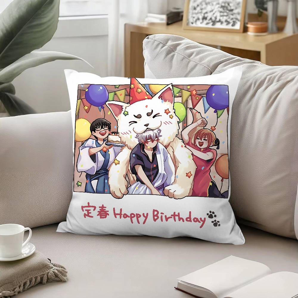 Anime GGintama Pillow Case Pattern Printed Pillowcase For Living Room Sofa Cushion Cover Bedroom Decor