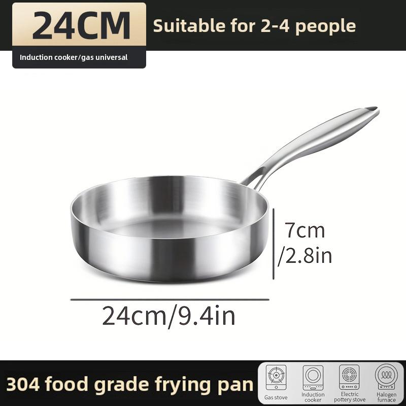 316 Stainless Steel Three-layer Frying Pan 20/22/24/26/28cm Uncoated Wok Pan Non Stick Pots Household Cooking Kitchen Cookware