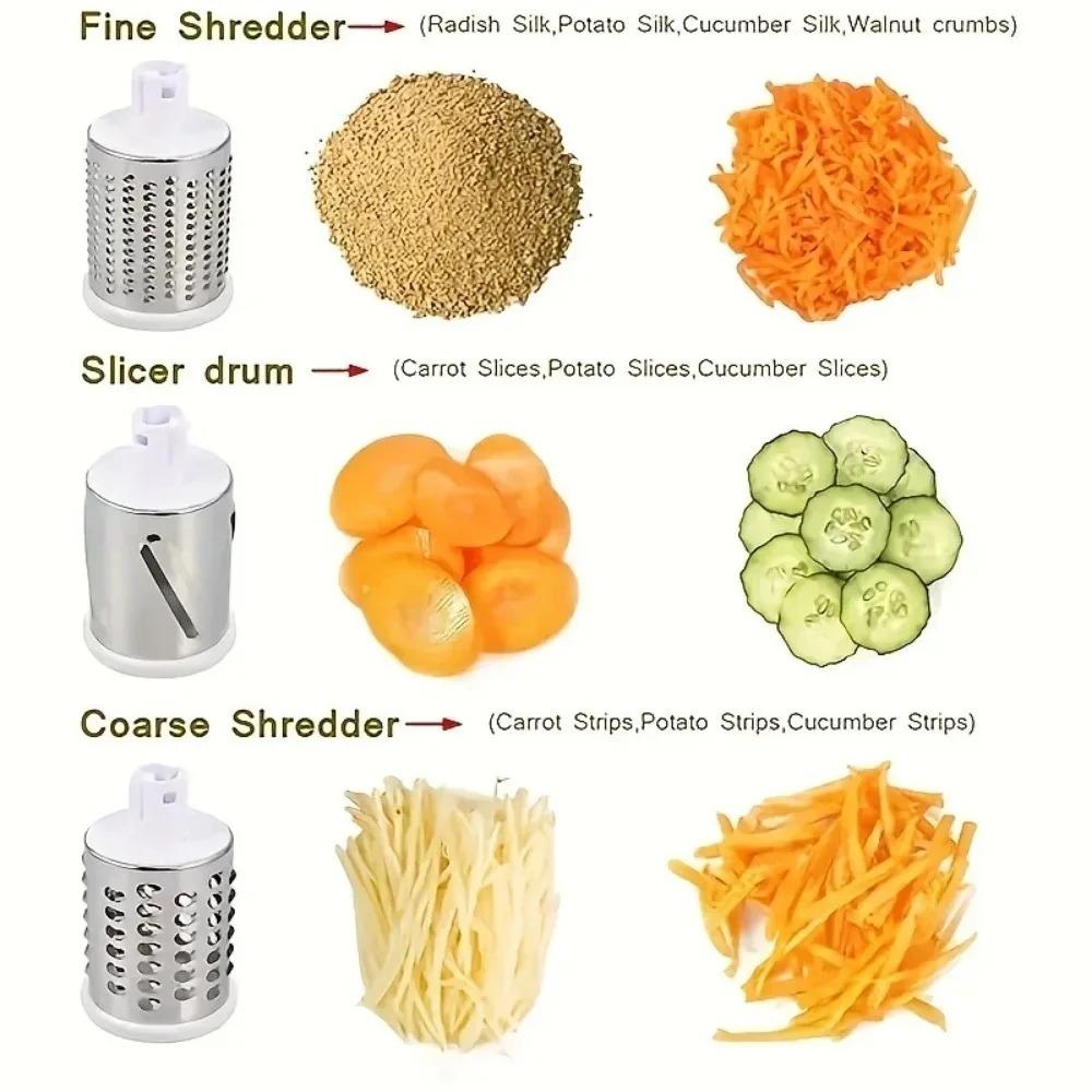 Rotary Vegetable Cutter Kitchen Shredder with Handle and Drum Blades for Cheese Vegetable Walnut Chocolate Potato Carrot
