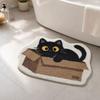 Tappeto da Bagno Peluche, Tappetino Antiscivolo Assorbente Soffice, Carino Tappetino Gatto Nero per Ingresso Camera da Letto Soggiorno