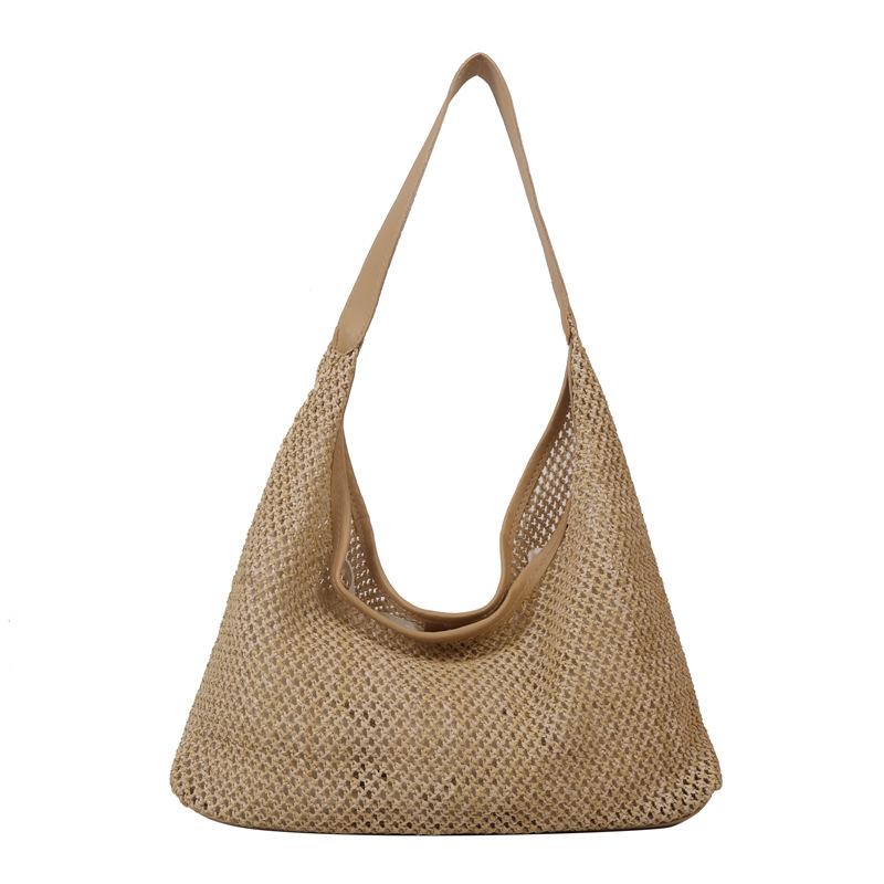 Woven Straw Tote Bag for Women Large Capacity Bucket Shoulder Handbag KTB