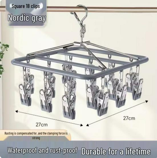 Aluminum Alloy Multi-Clip Drying Rack for Socks and Underwear