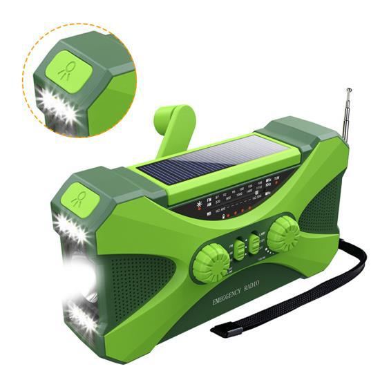 Solar Radio Hand Crank Rechargeable Emergency Radio with AM/FM Portable Flashlight Multifunctional Power Bank for Home Outdoor