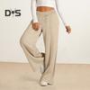 Women Sweatpants Elastic Mid-rise Adjustable Drawstring Straight Wide Leg Jogger Athletic Pants with Pockets Loose Fit Yoga Trousers