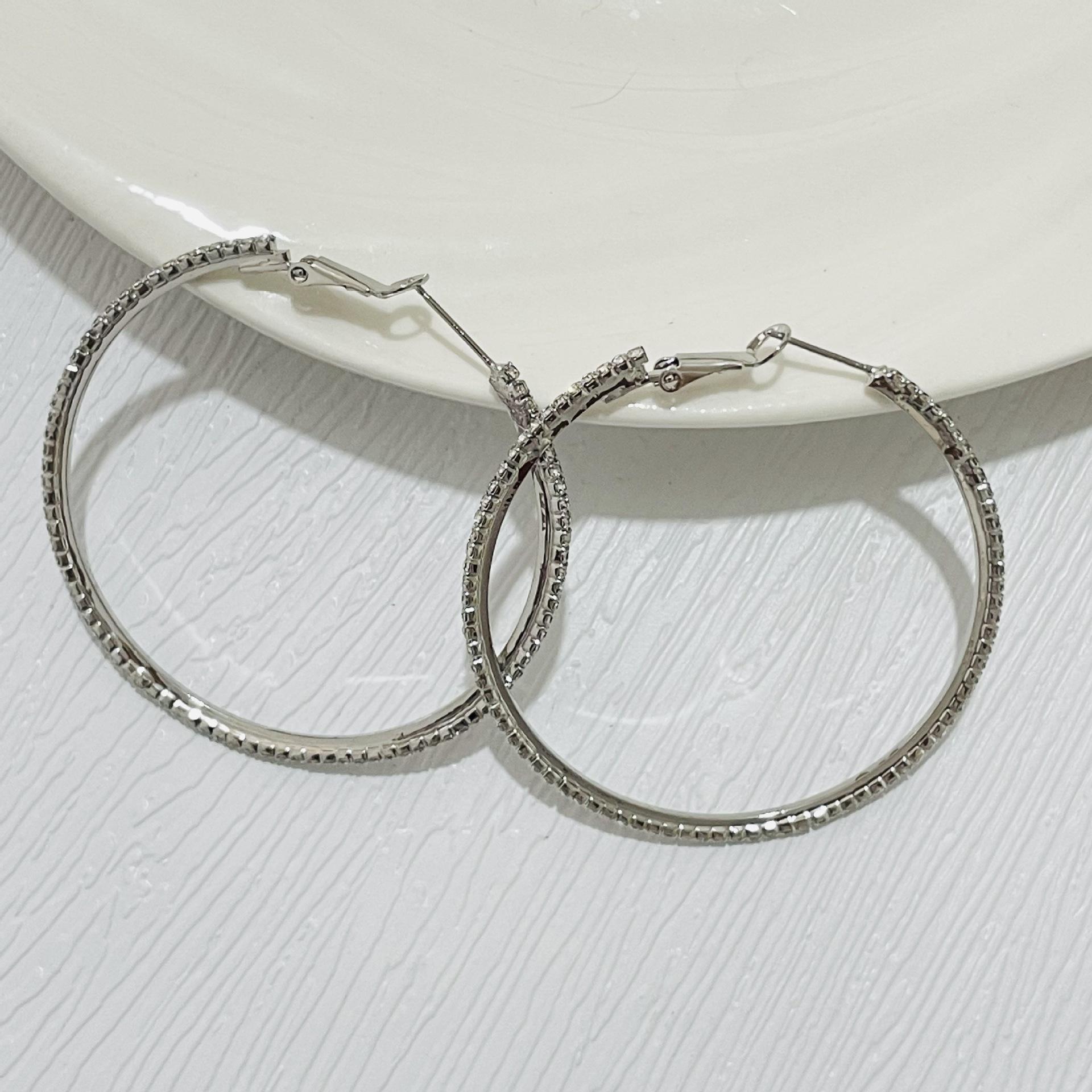 Metal full diamond large earrings exaggerated earrings summer accessories for women