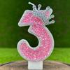 New Handicraft Creative 0-9 Pink Number Crown Birthday Candle With Drip-Prevention Tray Party Anniversary Cake Decoration