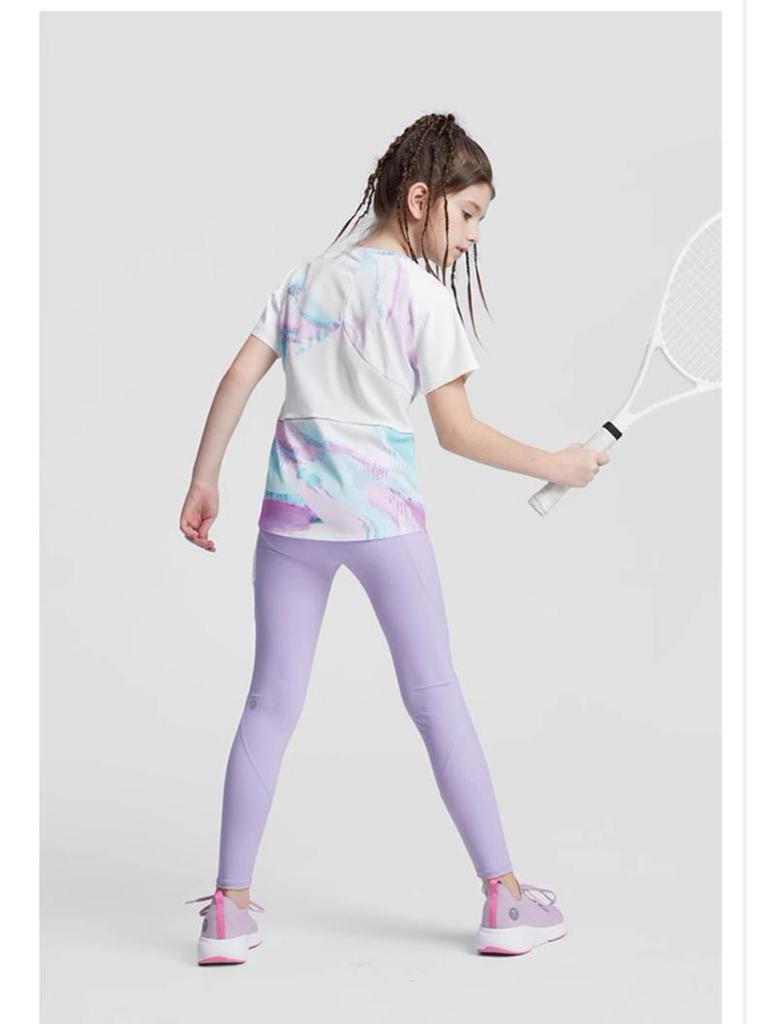 Lightweight Ice Silk UV Protection Summer Yoga Suit for Girls - Short Sleeve T-Shirt & Running Sports Pants