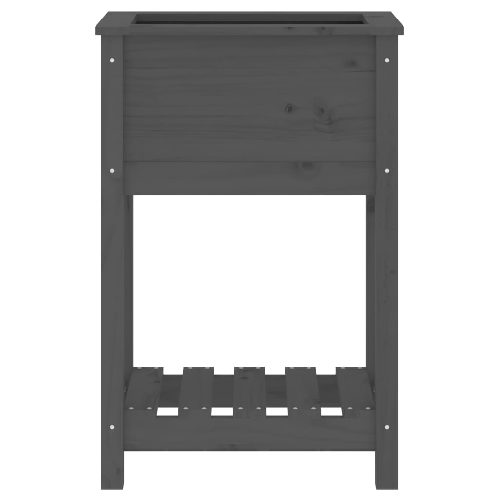 Planter with Shelf Gray 54x34.5x81 Cm Solid Pine Wood