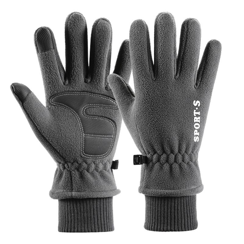 Cycling Gloves Men's Winter Warm Fleece Thickened Touch Screen Windproof and Non-slip