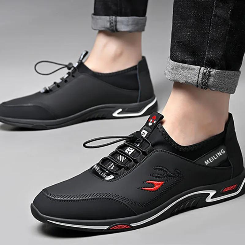 Fashion Men' Casual Canvas Shoes Summer Shallow Leather Shoe Breathable Shoes for Men Outdoor Driving Shoes Original Lace-up Men Loafers