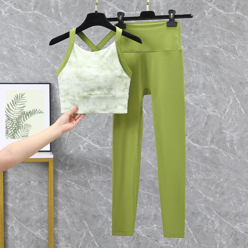 Ruched Yoga Suit Set: Yoga Top, Hip-Lifting High-Waisted Leggings, Fitness Bra