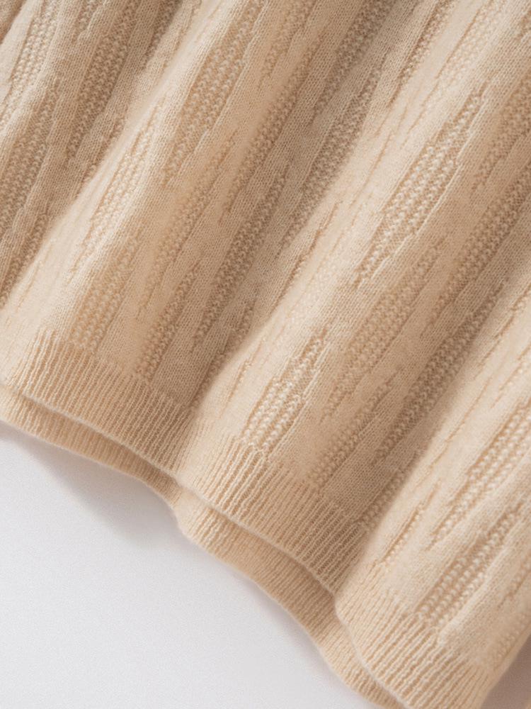 Women's Cable Knit Cashmere Sweater - 12-Gauge, Lychee Pattern, Half-High Neck, Fleece Lining, Twist Design, Wool Base Layer