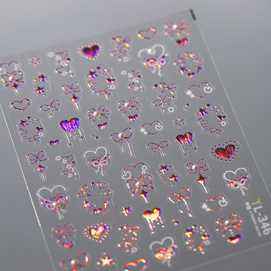 

ТЕНЗОР Продвинутые розовые наклейки для ногтей в форме сердца TL346 - Изысканная серия горячего тиснения