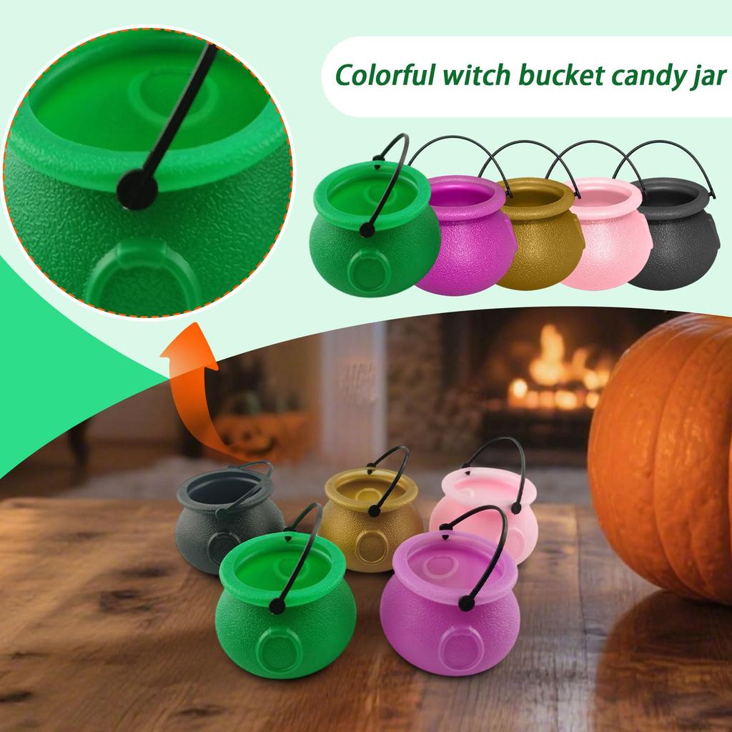 12pcs Bucket Set Multi Color Selection Halloween Witch Bucket Jar Festival Ornament Decoration