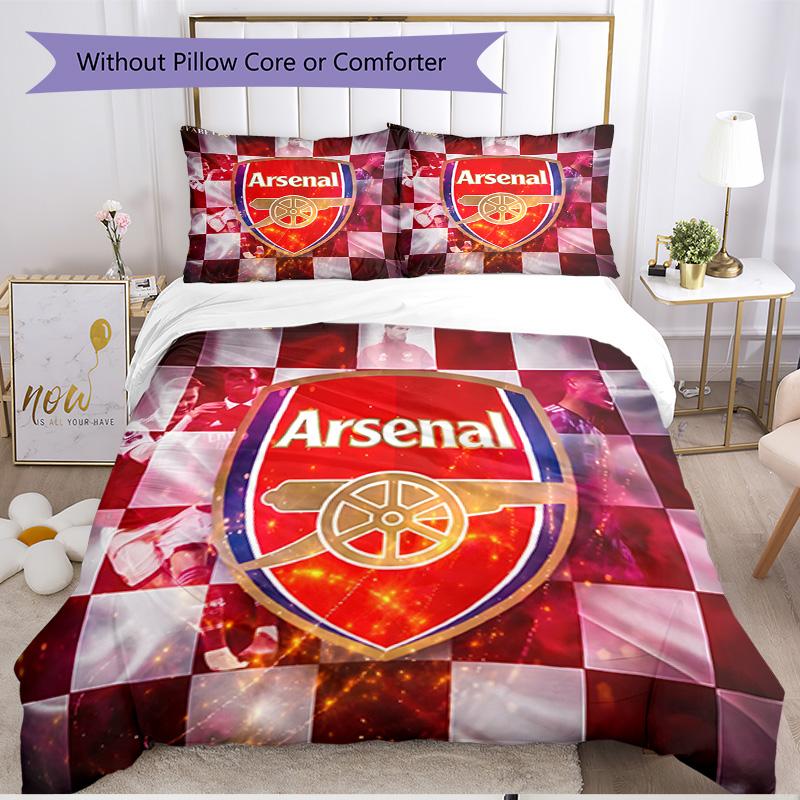 3pcs Duvet Cover Set (1*Duvet Cover + 2*Pillowcase, Without Core), Arsenal F.C Print Soft All‑Season Bedding Set, Home Bedroom Decor Gift