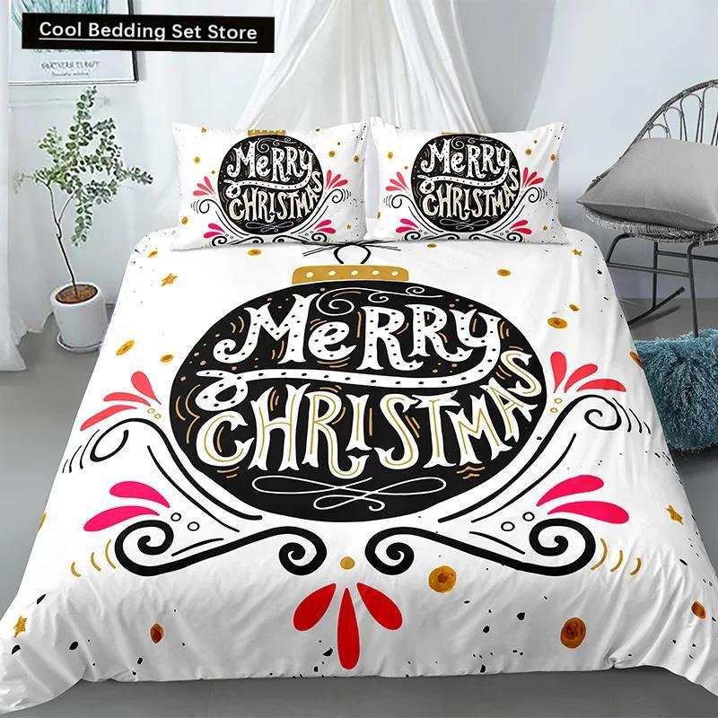 Merry Christmas King Queen Duvet Red Cartoon Santa Car Animals Bedding Set for Children Boy Girl Happy Holiday Theme Quilt Cover