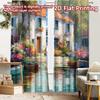 2pcs   2D FLAT PRINTING Curtains (Without Rod) Fairy Cottage Halloween Festival Fashion Curtains Versatile Durable Polyester