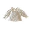 Camicia Babydoll Jacquard con Collo Arricciato Domi per Ragazze in Cotone - Moda Coreana Primavera 2024