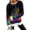 Women's Casual Lace Print Crewneck Sweatshirt Long Sleeve Pullover Top for Everyday Wear