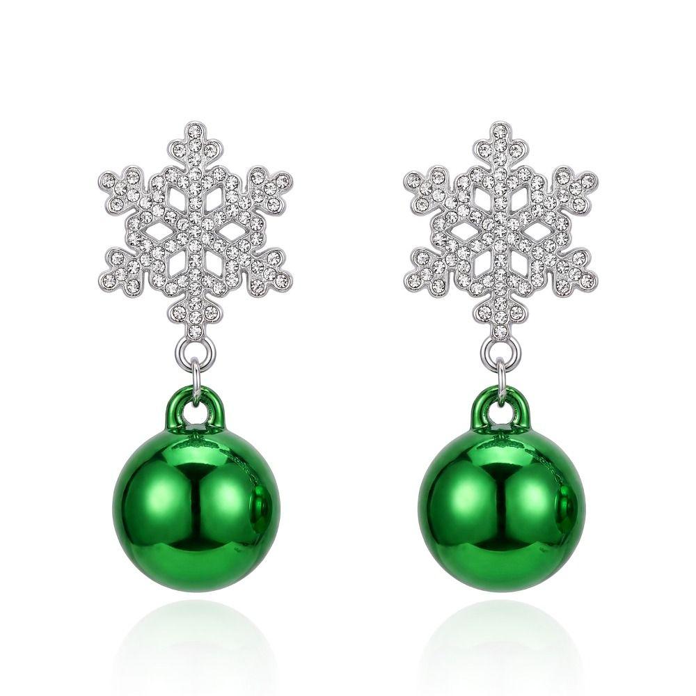 Snowflake Xmas Drop Dangle Stud Rhinestone Christmas Jewelry Fashion Christmas Earrings Unisex